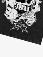 Washed Rhinestone Letter Graphic T-Shirt