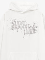 Rhinestone Distressed Letter Graphic Hoodie
