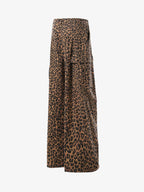 Retro Leopard Print Pleated Pocket Casual Pants
