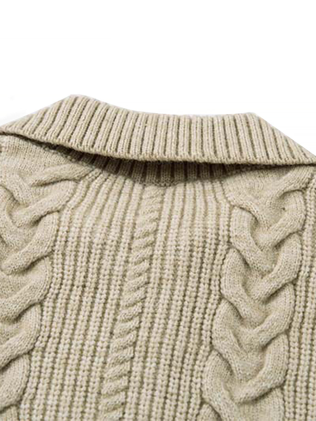 Knitted Vintage Floral Wheat Ear Pattern Double Zip Sweater