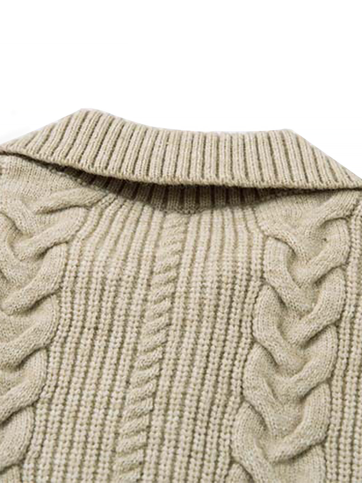 Knitted Vintage Floral Wheat Ear Pattern Double Zip Sweater