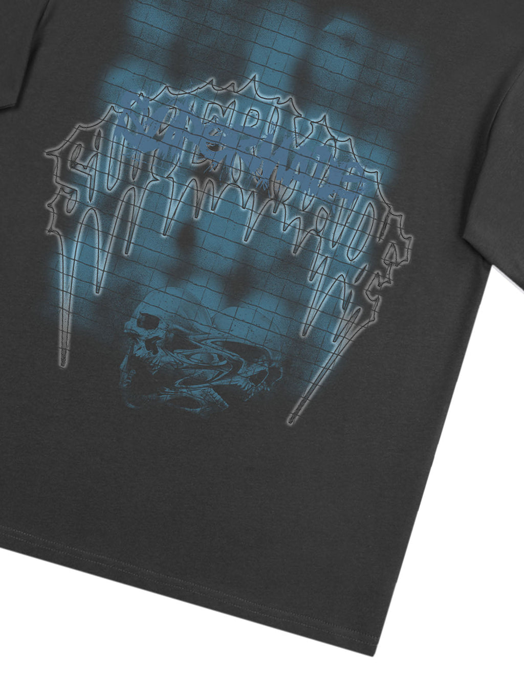 Dark Grid Skull Graphic T-Shirt