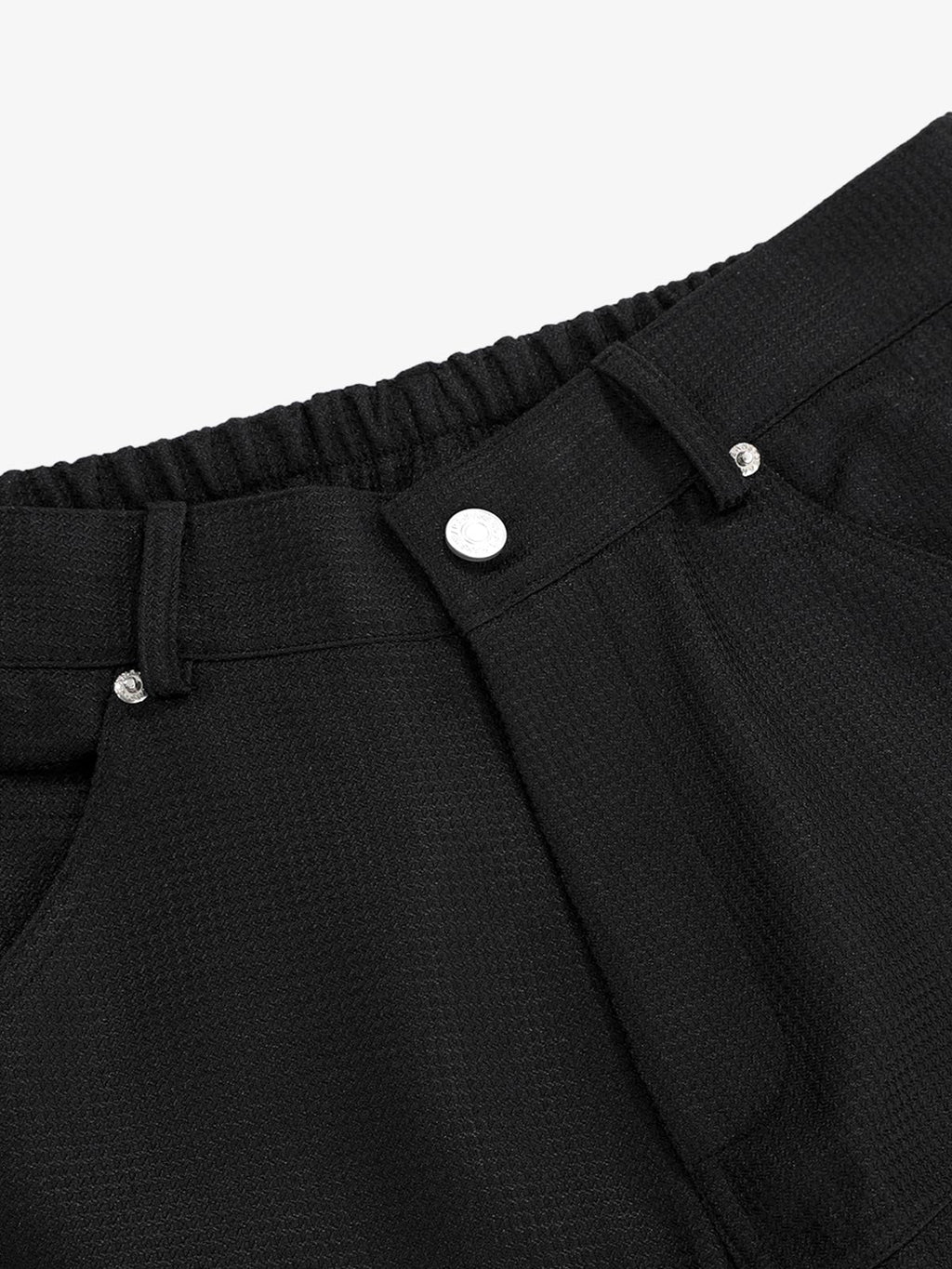 Multi-Pocket Textured Fabric Flared Pants