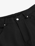 Multi-Pocket Textured Fabric Flared Pants