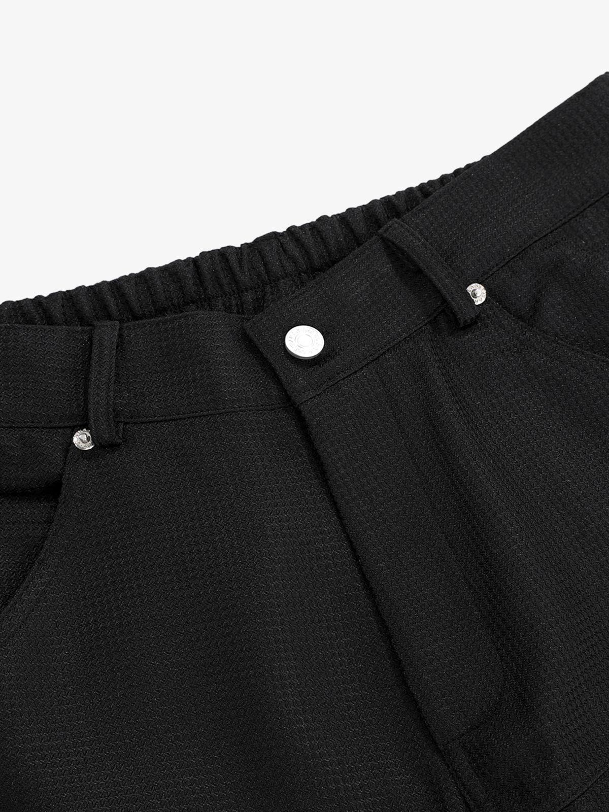 Multi-Pocket Textured Fabric Flared Pants