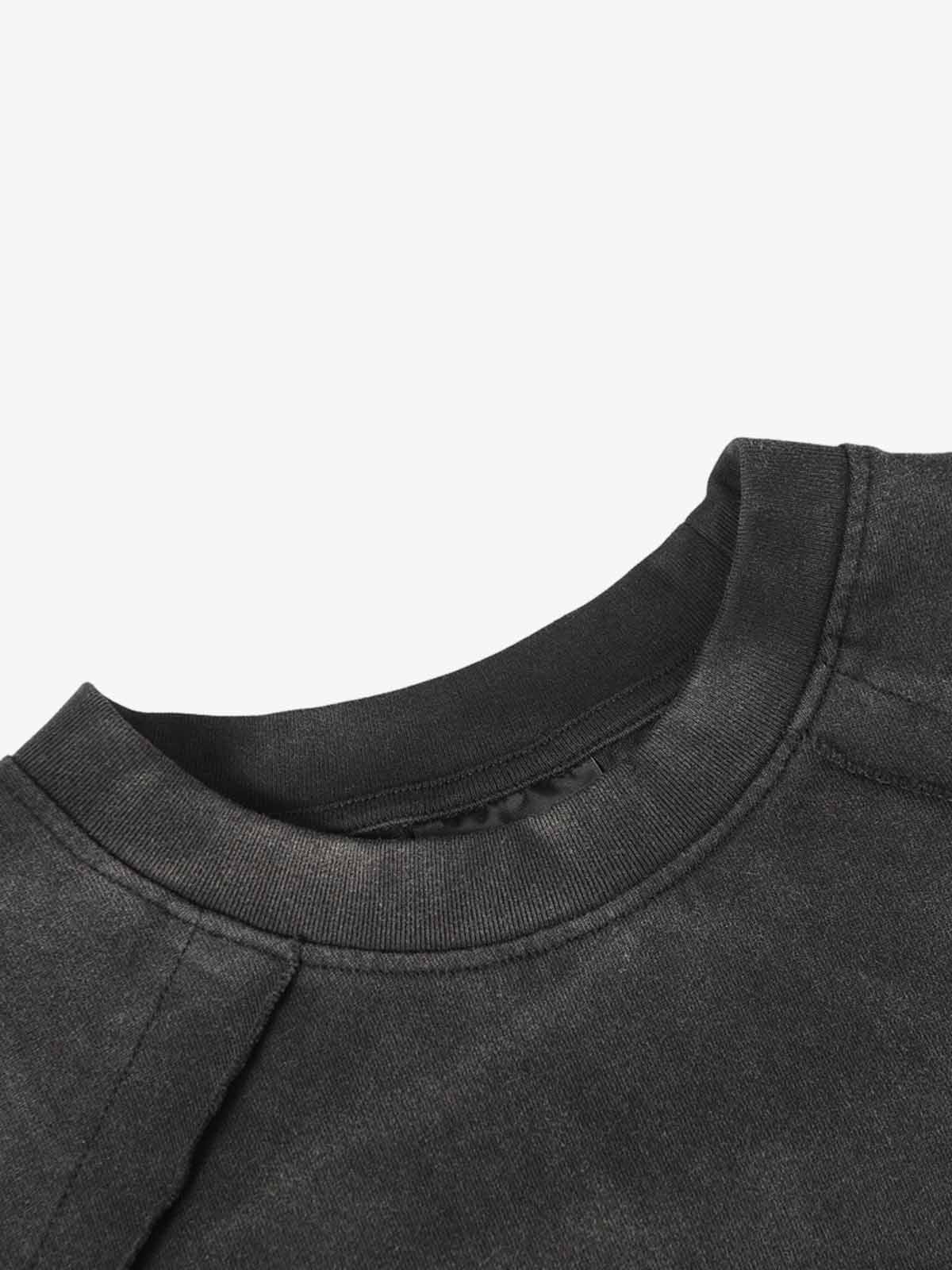 Spray Washed Raw Edge Raglan Knit T-Shirt