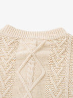 Vintage Diamond Knit Half Placket Sweater