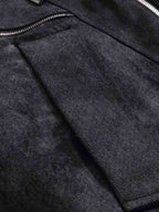 Fur Collar Moto-Style Zip Up Bomber Jacket