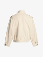 Military-Inspired Utility Shoulder Straps Zip Jacket