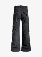 Vintage Washed Multi-Pocket Adjustable Strap Flare Cargo Pants
