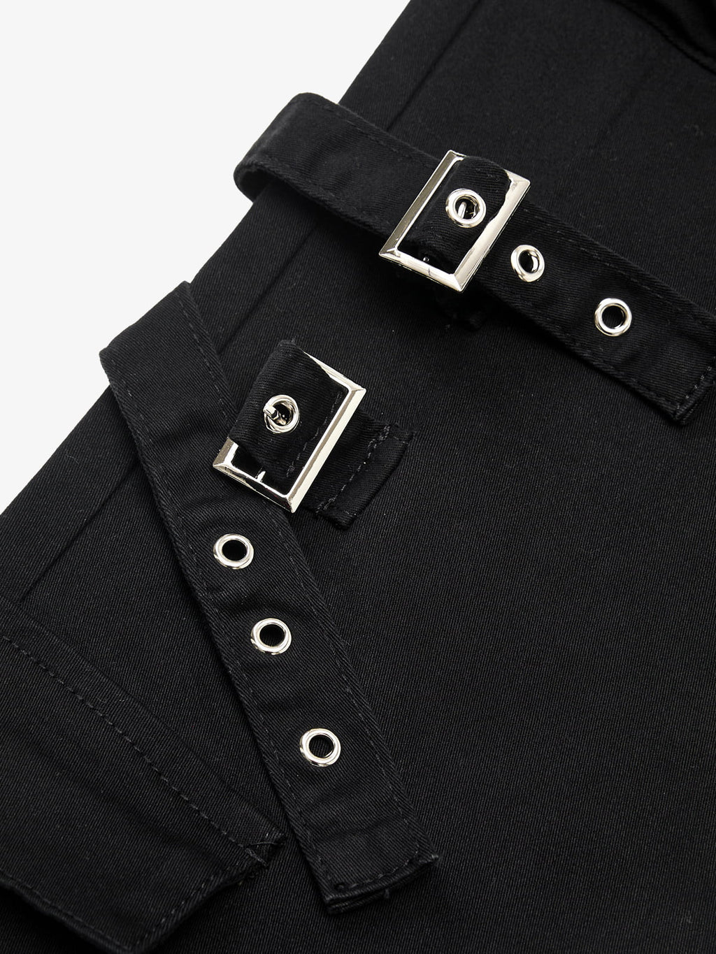 Strap Detail Cargo Flare Cotton Pants