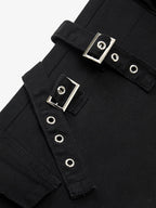 Strap Detail Cargo Flare Cotton Pants