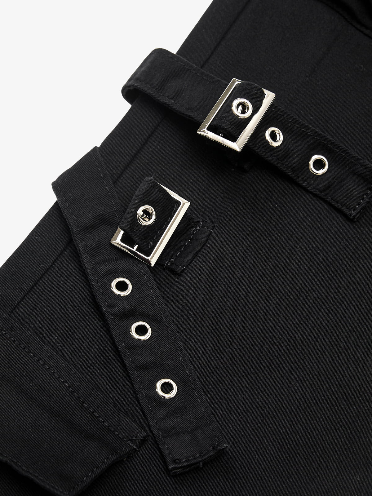 Strap Detail Cargo Flare Cotton Pants