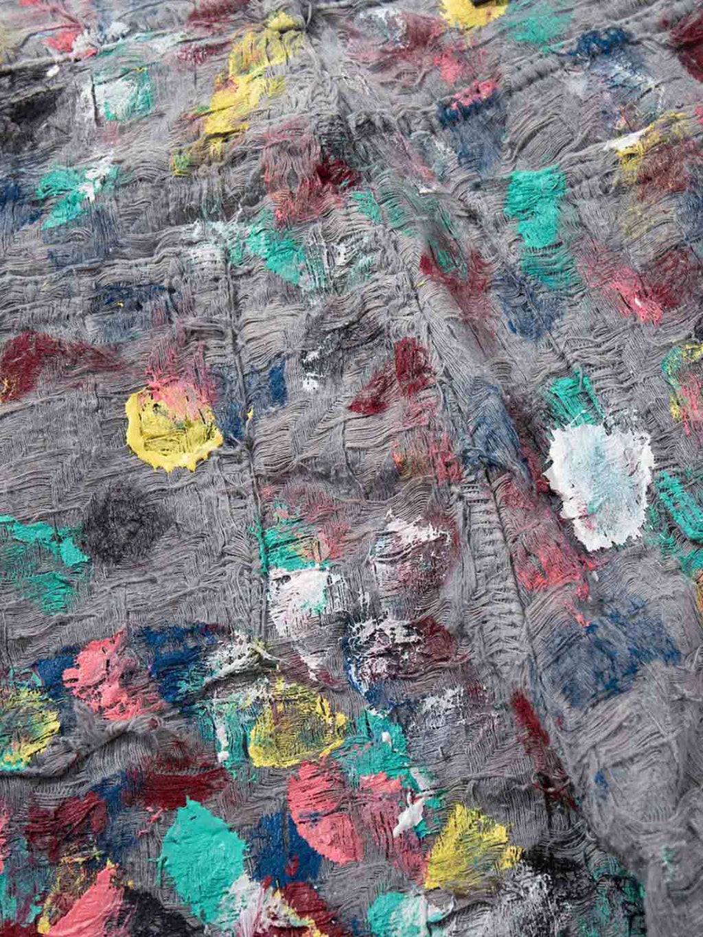 Hand-Painted Frayed Wide Leg Jeans