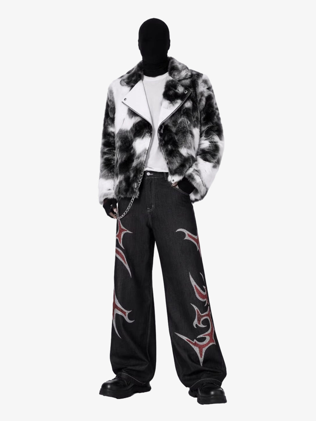 Tribal Rhinestone Graphic Wide Leg Jeans