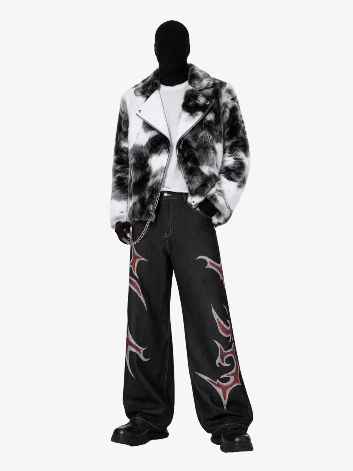 Tribal Rhinestone Graphic Wide Leg Jeans