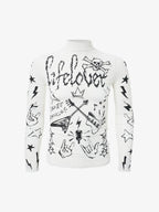 Punk Graphic Mesh Long Sleeve Top