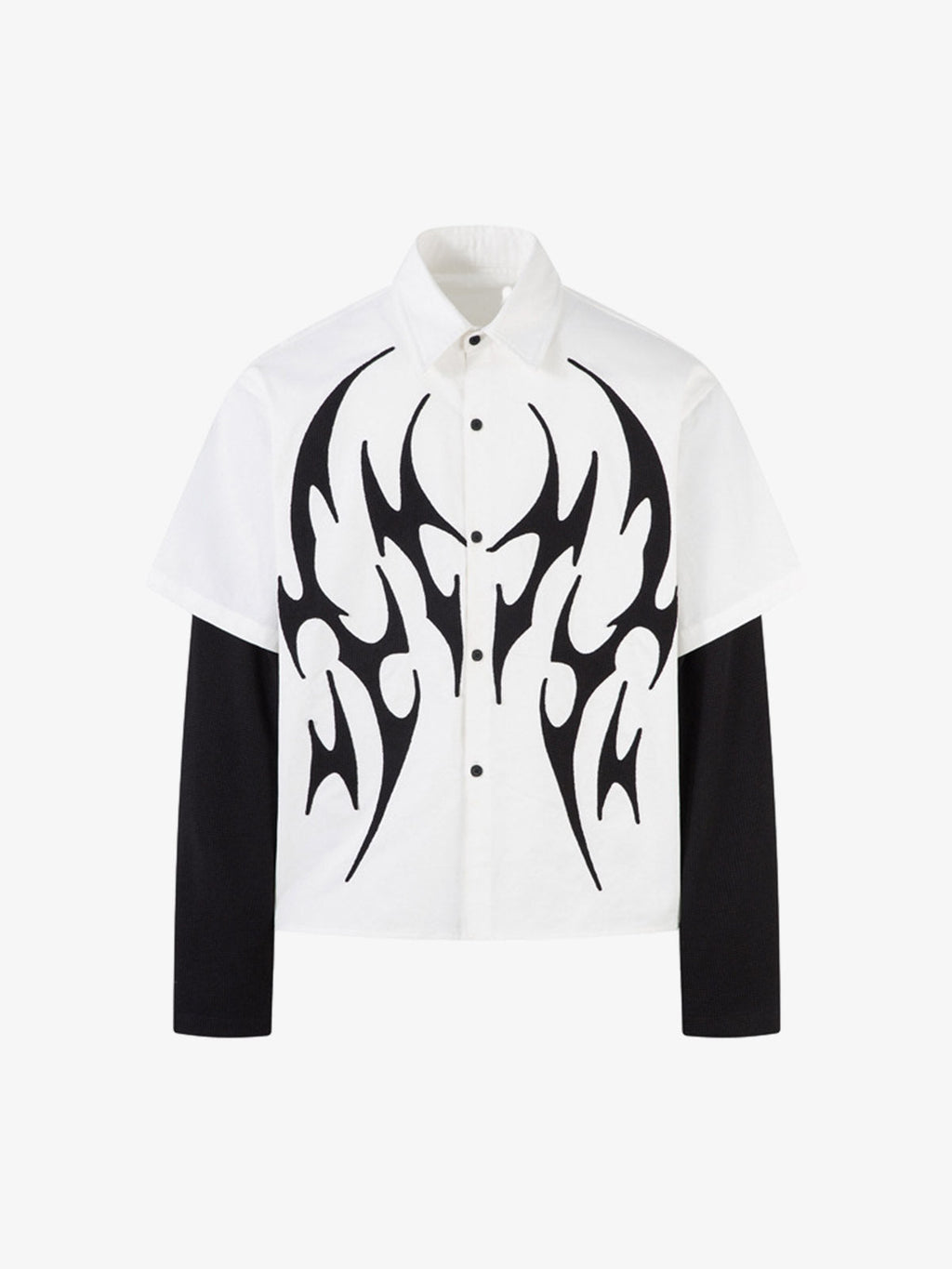Tribal Flame Layered Cotton Linen Shirt