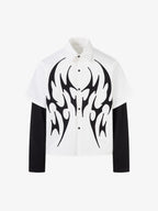 Tribal Flame Layered Cotton Linen Shirt