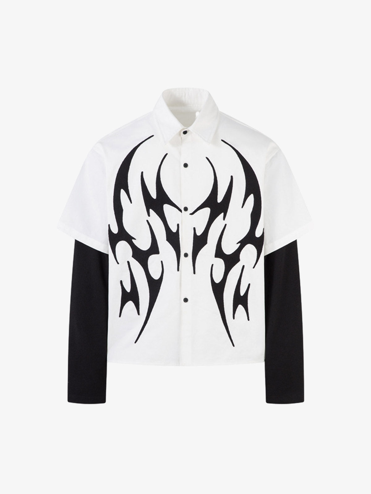Tribal Flame Layered Cotton Linen Shirt