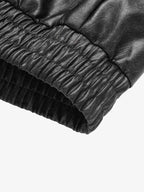 Retro Leather Stand-Collar Elastic Hem Jacket