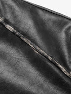 Retro Leather Stand-Collar Elastic Hem Jacket