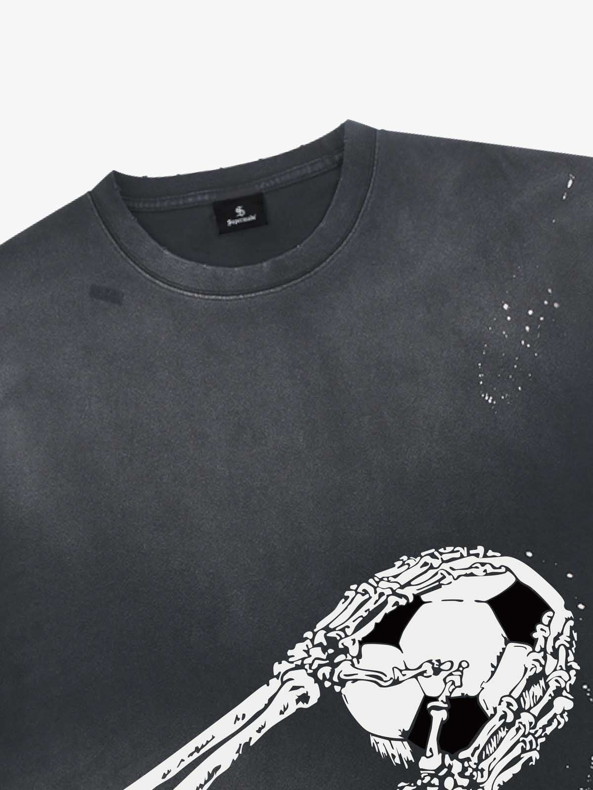 Skull Goalkeeper Splatter Graphic T-Shirt