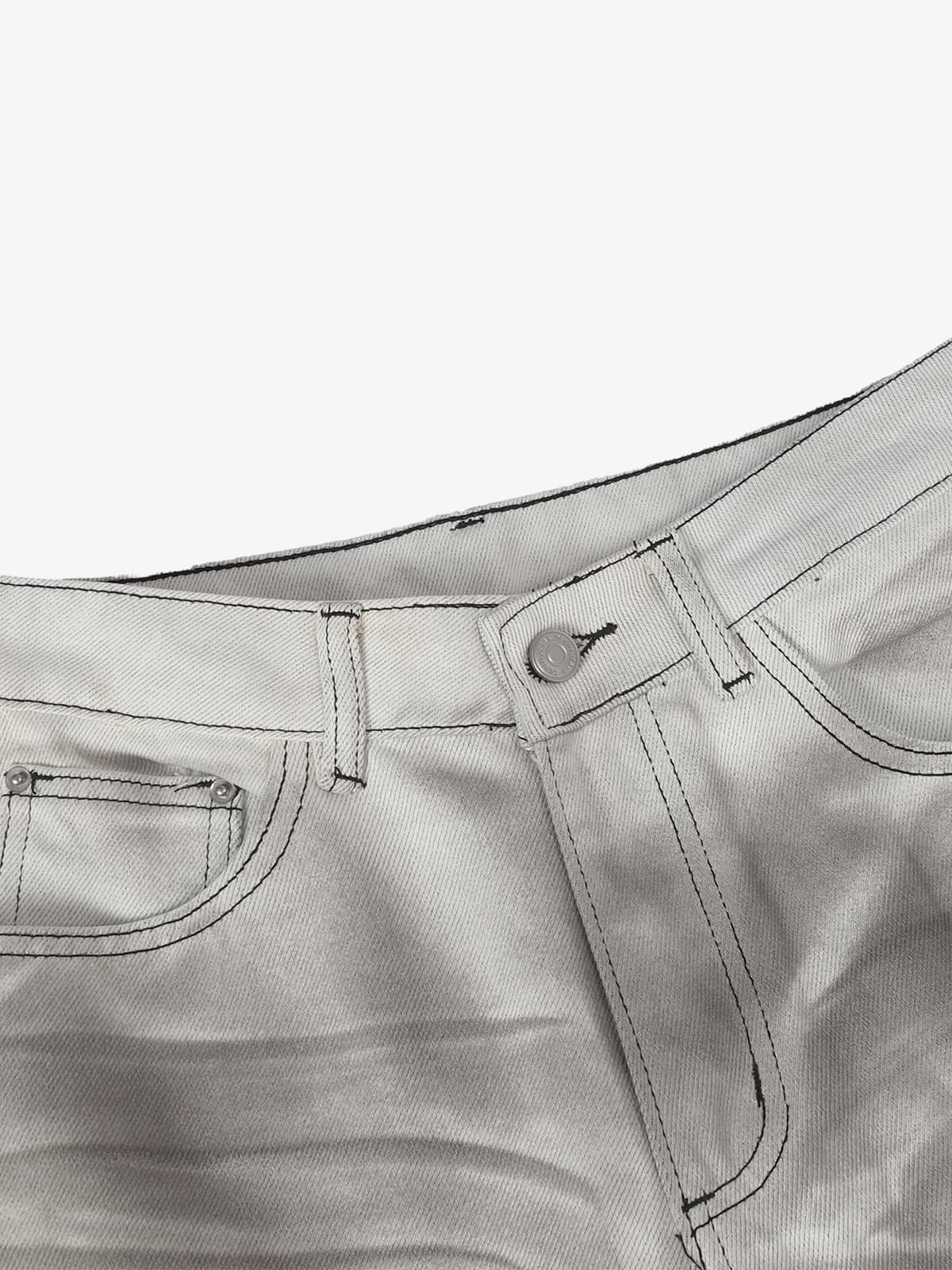Retro Utility Dirty Wash Whisker Detail Flare Jeans