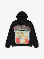 Retro Hip-Hop Cupid Rhinestone Zip Up Hoodie
