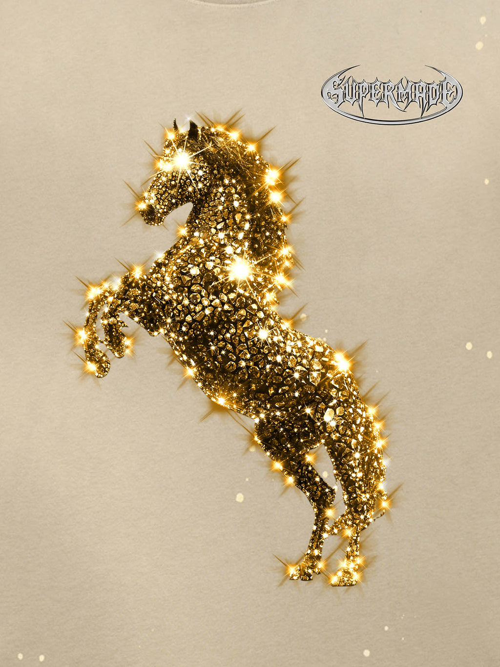 Vintage Wash Glitter Horse Pattern Splash Ink T-Shirt