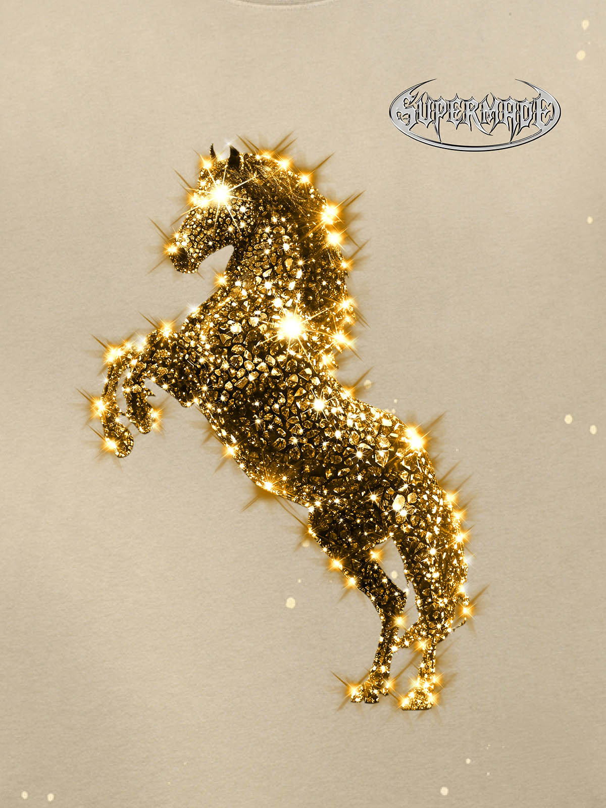 Vintage Wash Glitter Horse Pattern Splash Ink T-Shirt