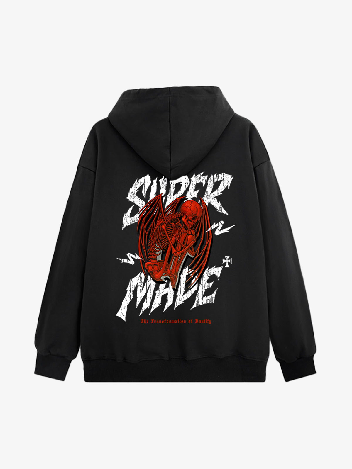 Distressed Graphic Bold Angel Wings Design Hoodie
