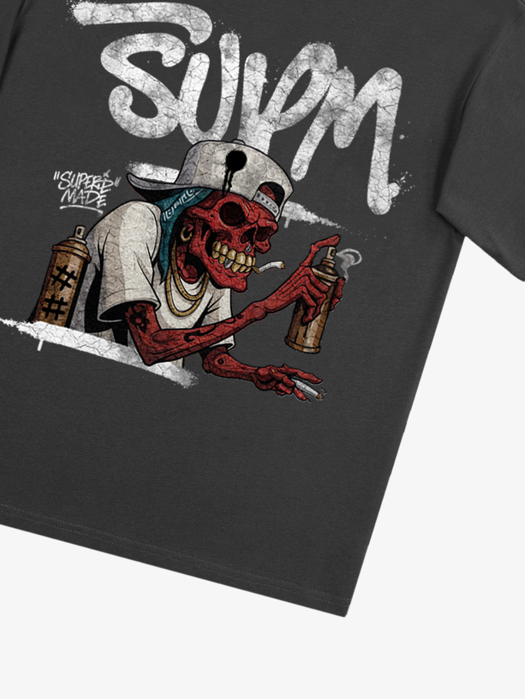 Street Trendy Skull Spray-Paint Graffiti Master T-Shirt
