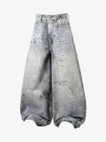Hand Drawn Scribble Print Baggy Jeans
