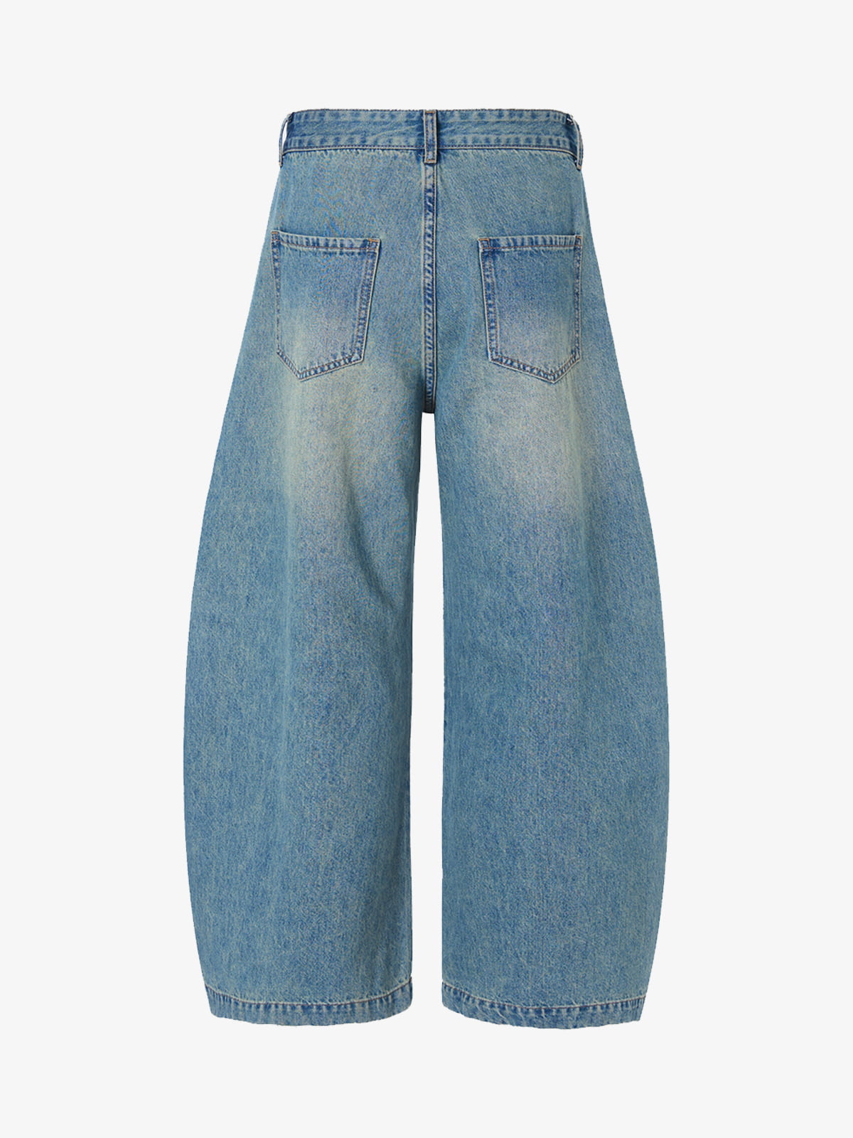 Vintage Light-Wash Pleated Barrel Jeans - 2586