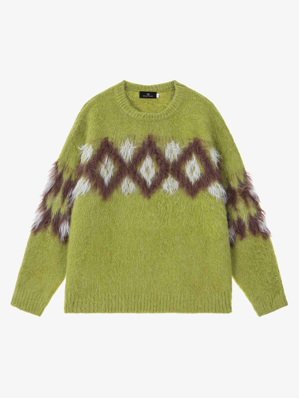 Retro Fuzzy Argyle Jacquard Knit Sweater