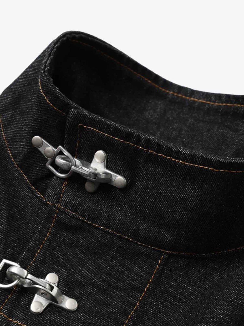 Stand Collar Clasp Detail Denim Jacket