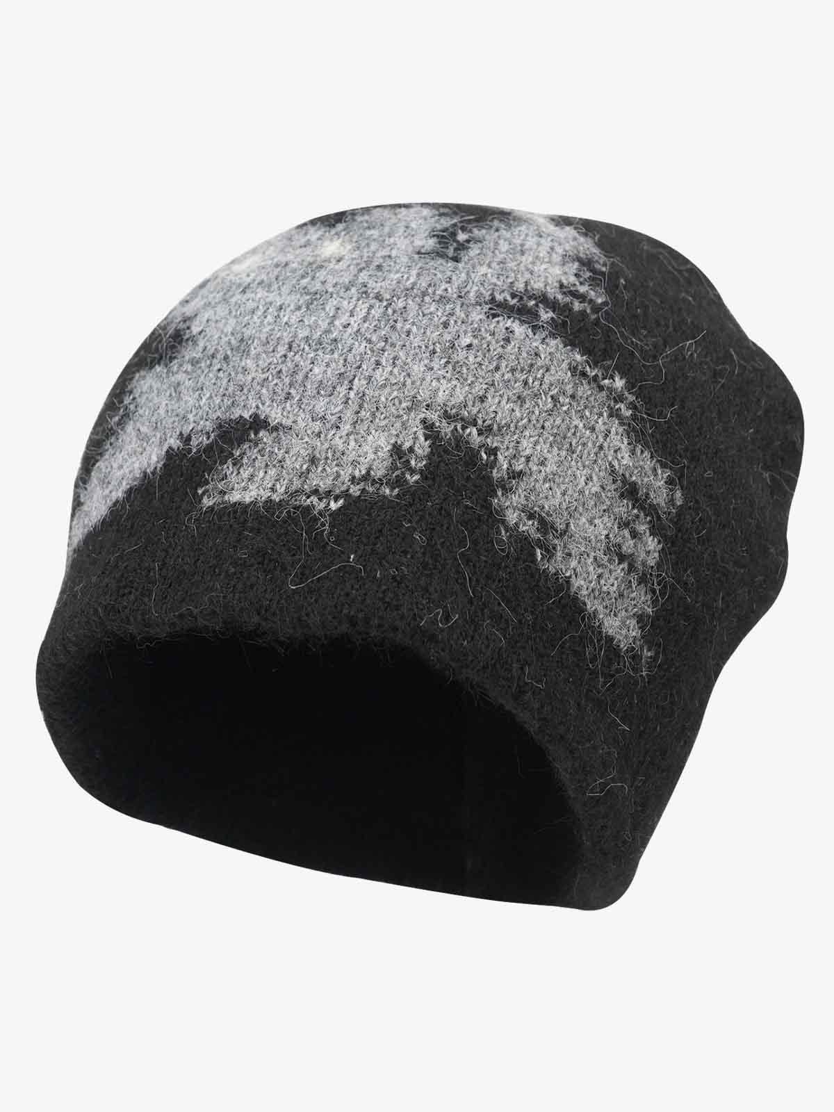 Vintage Fuzzy Cat Pattern Knit Beanie Hat