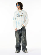 Vintage Washed Distressed Multi-Structure Patchwork Jeans