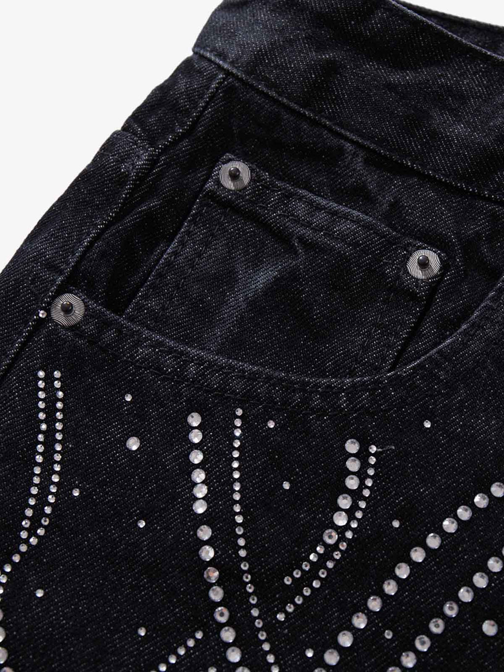 Star Rhinestone Embellished Baggy Jeans
