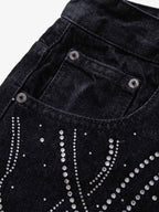 Star Rhinestone Embellished Baggy Jeans