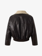 Vintage Shearling Collar Quilted Leather Jacket