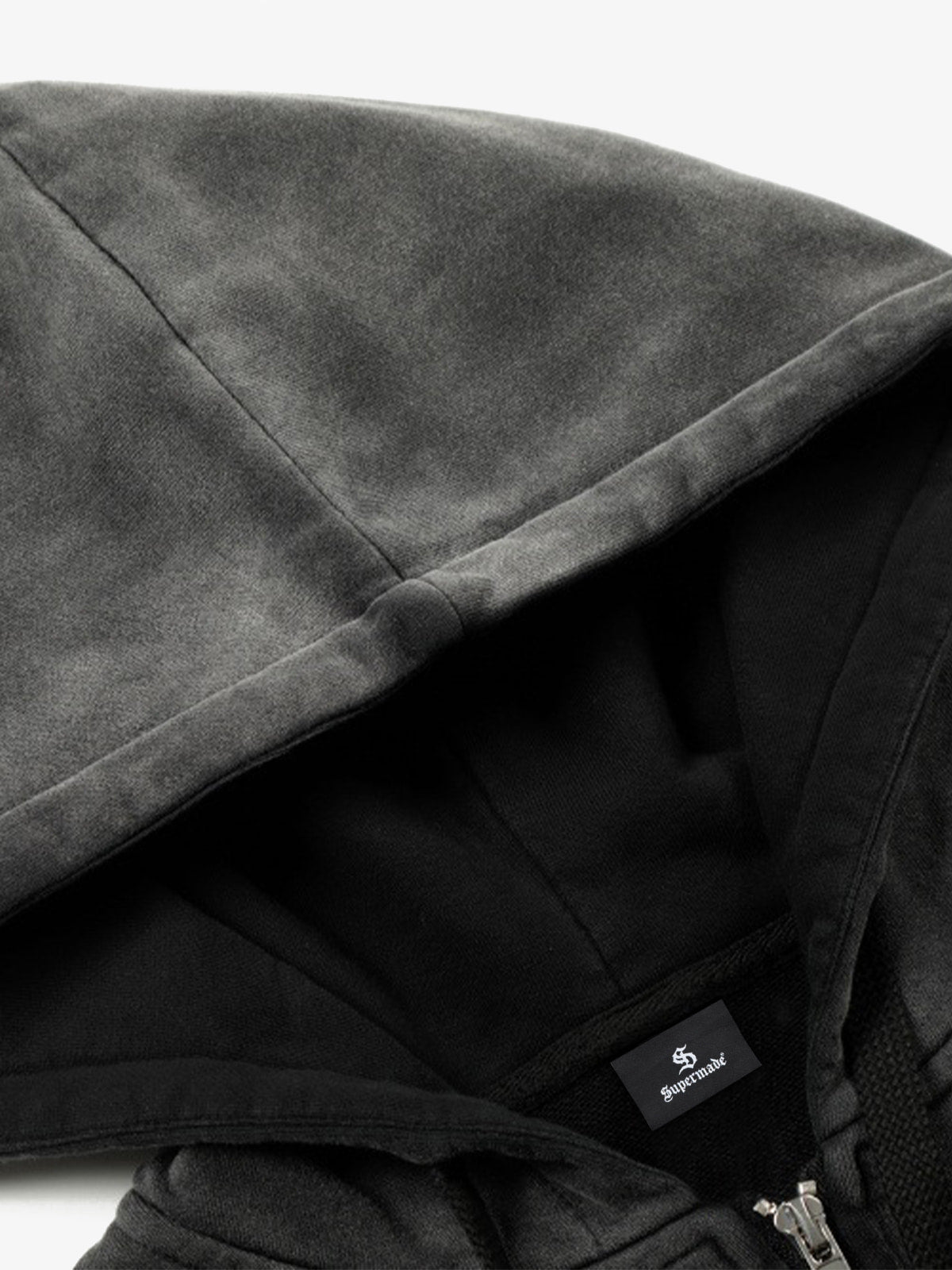 Distressed "23" Patch Zip Up Hoodie