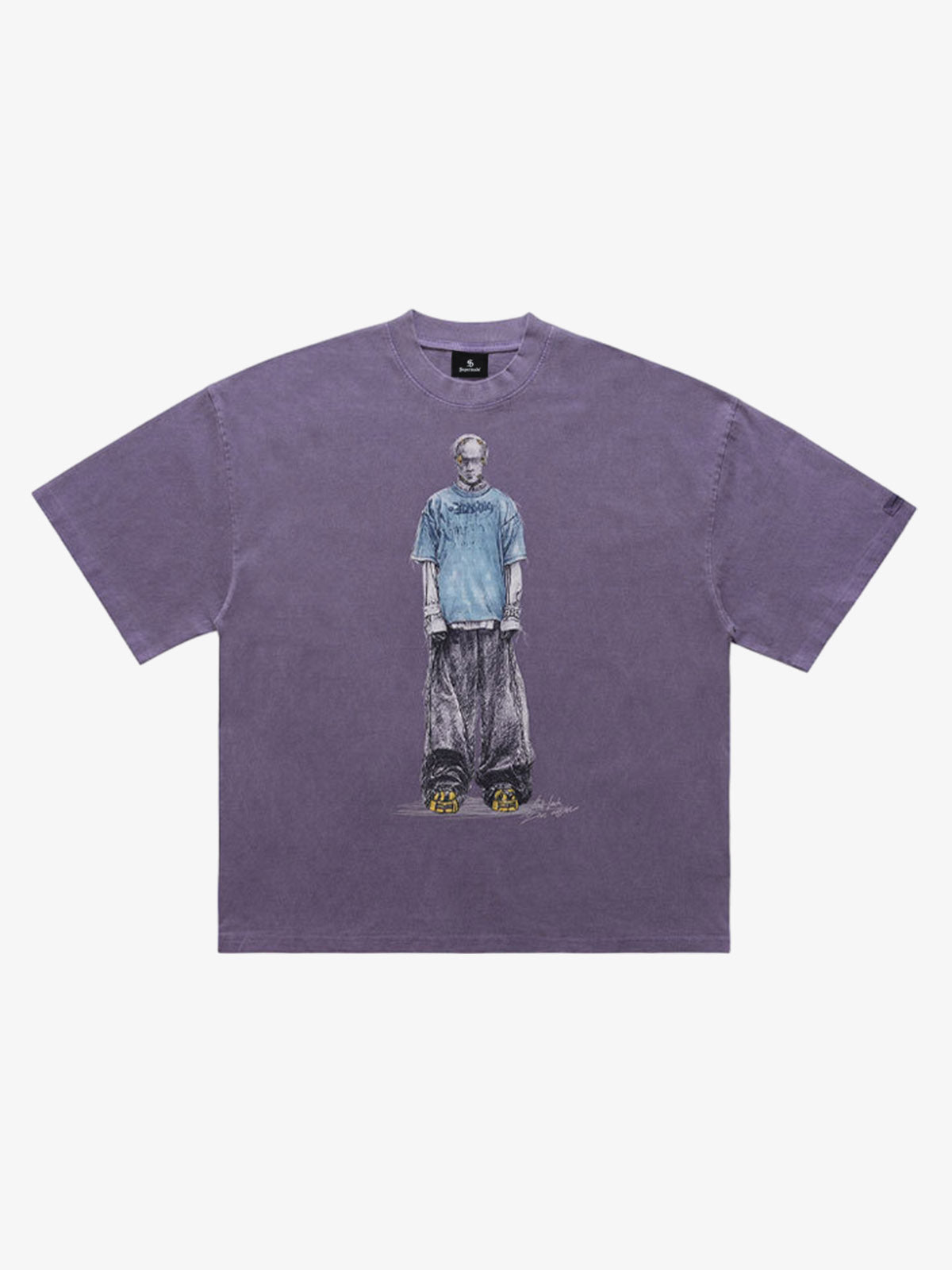 Vintage Washed Skeleton Graphic Oversized T-Shirt