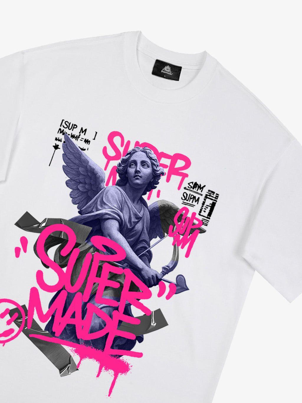Street Pink Lucky Angel Graphic Design T-Shirt