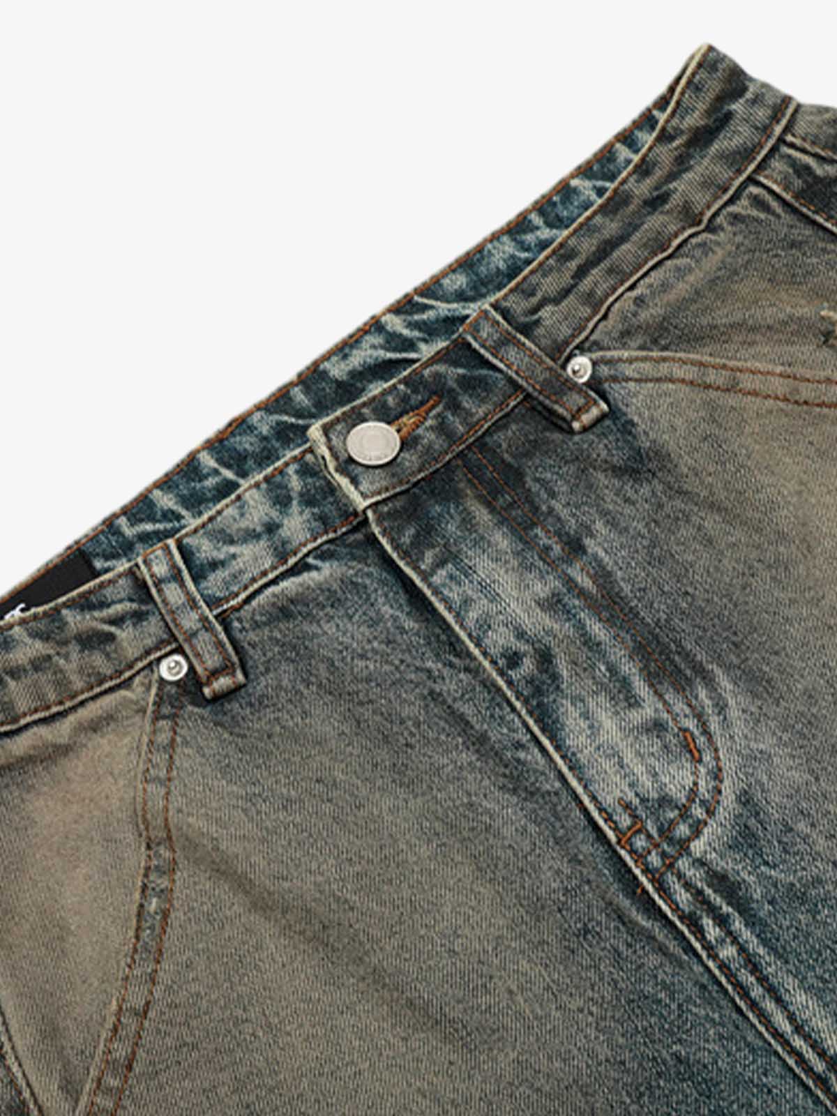 Vintage Mud-Dyed Distressed Barrel Jeans - 2537