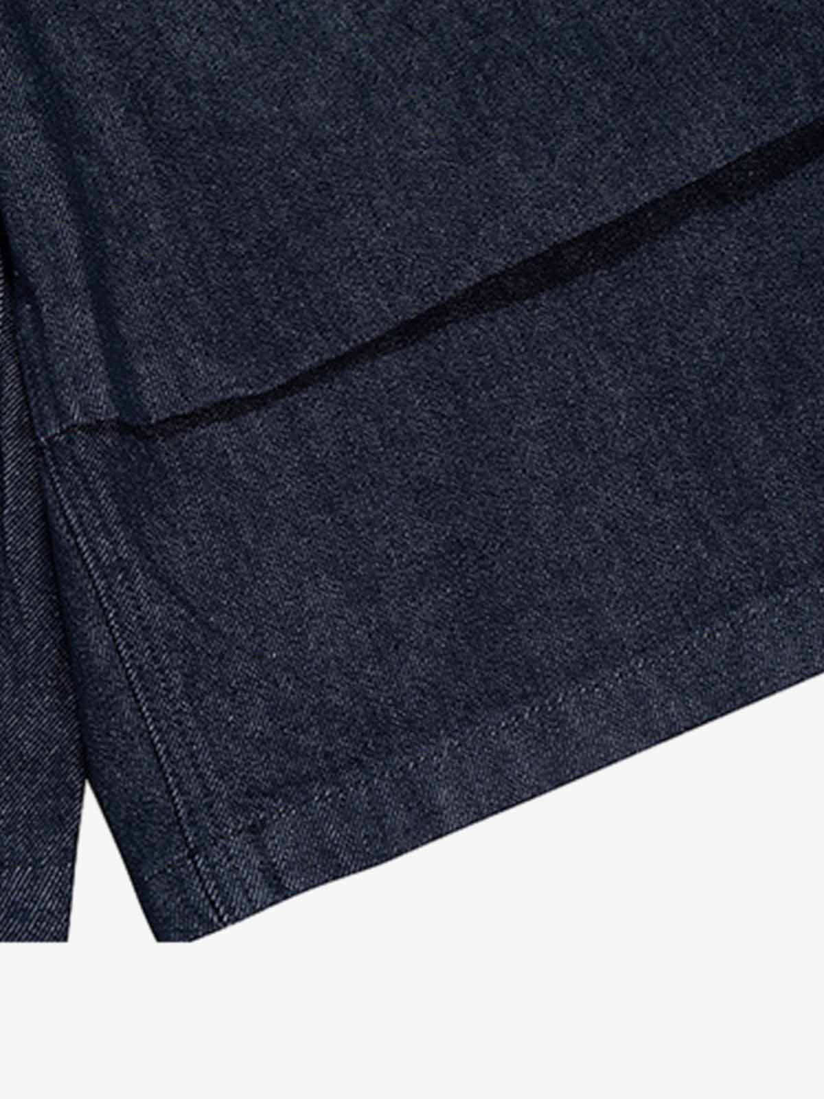 Pleated Panel Patchwork Denim Shorts