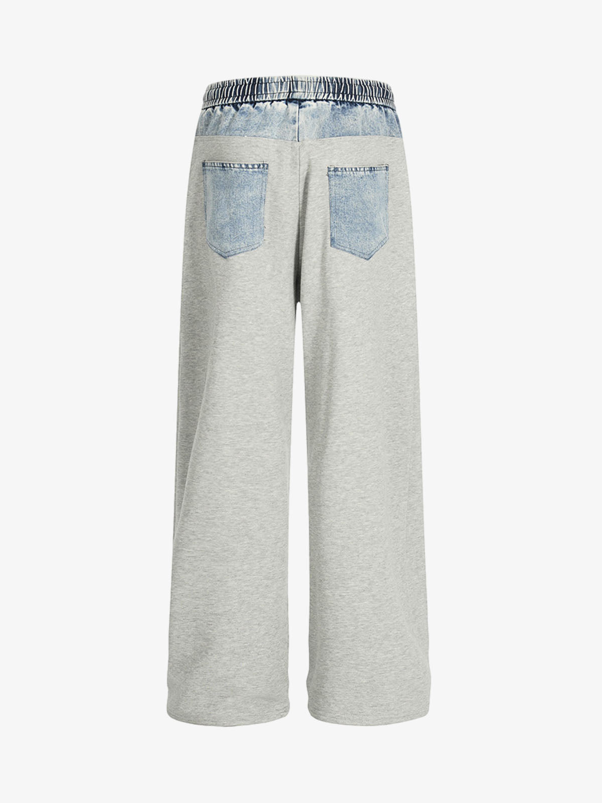 Vintage Wash Denim Waistband Patchwork Sweatpants