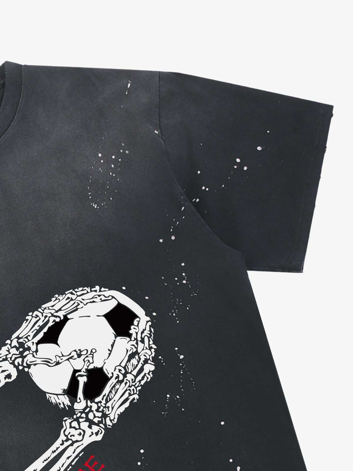 Skull Goalkeeper Splatter Graphic T-Shirt