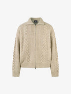 Knitted Vintage Floral Wheat Ear Pattern Double Zip Sweater